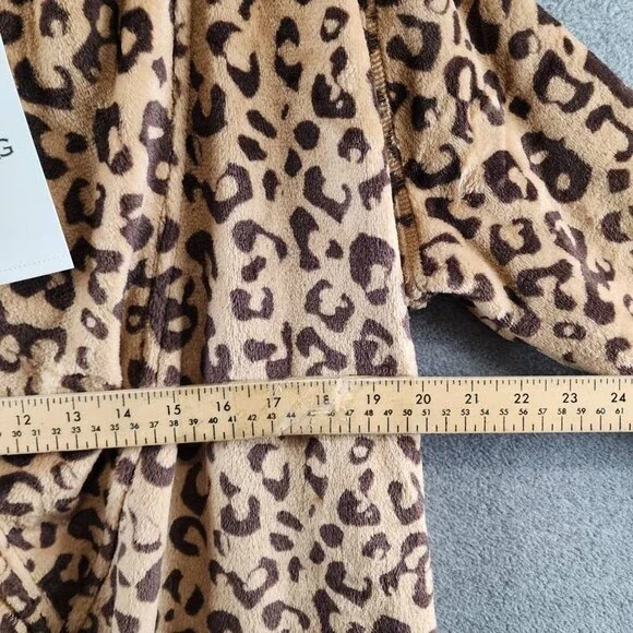 UGG Miranda Double Face Fleece Hooded Robe Women's M Live Oak Leopard Pockets - Picture 12 of 15